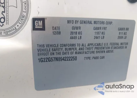 2009 Pontiac G6 z USA, uszkodzony, nr VIN 1G2ZG57N894222250